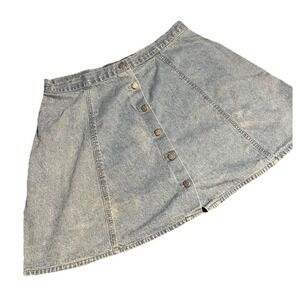 VTG No Excuses Women Denim Jean Skirt Sz 24 Small Light Wash‎ Denim Button Front
